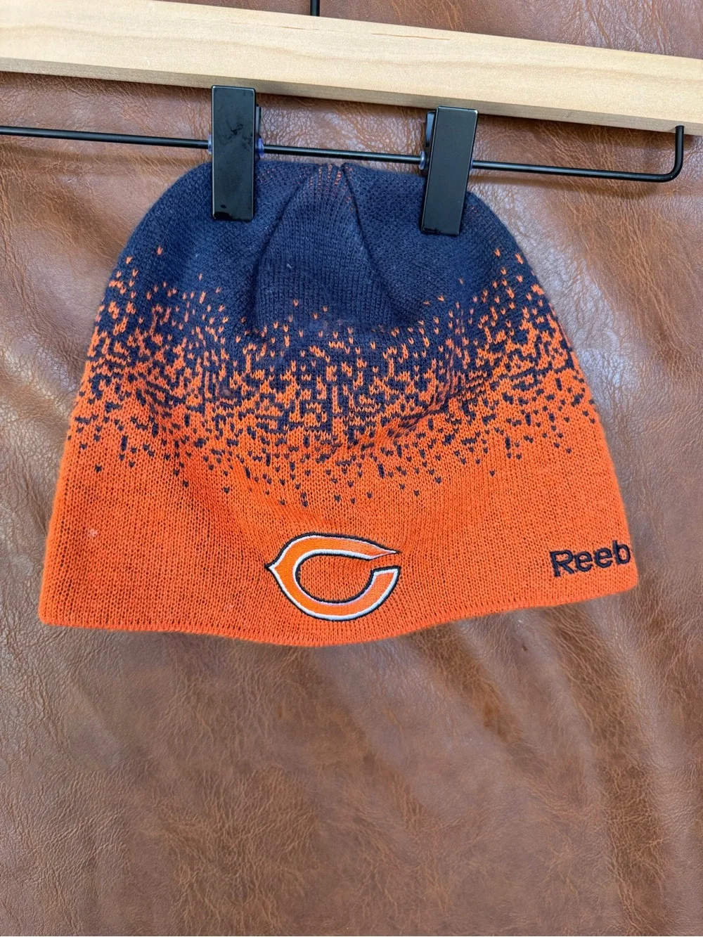 Chicago Bears Reebok On Field NFL Equipment Knit Beanie Hat Orange Navy